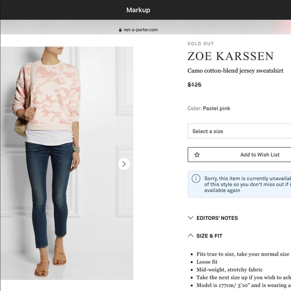 ZOE KARSSEN Pink / Peach Camo Crewneck Sweatshirt - Picture 10 of 10